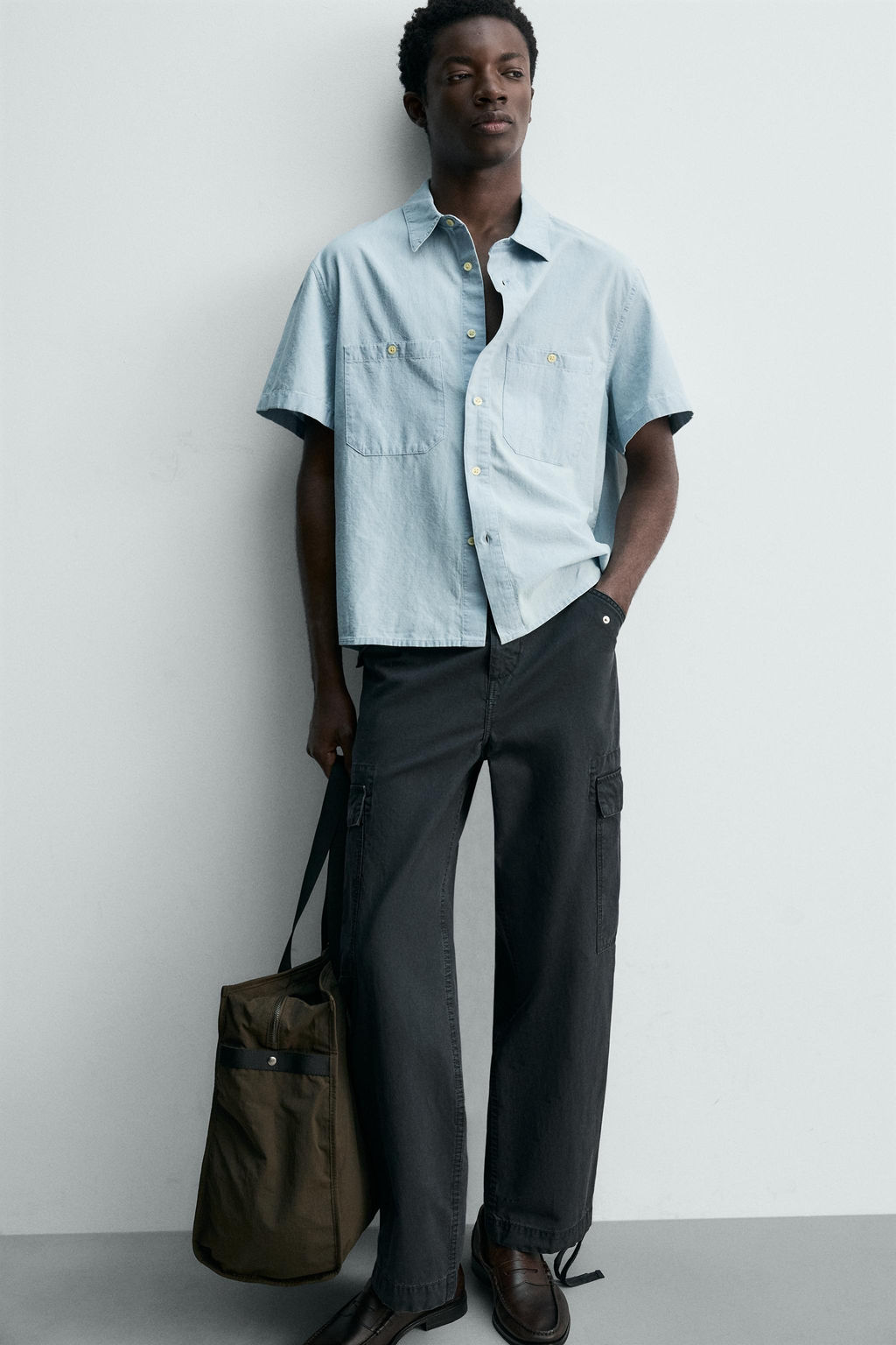 CAMISA CHAMBRAY BOLSILLOS / Azul claro - Zara фото 6