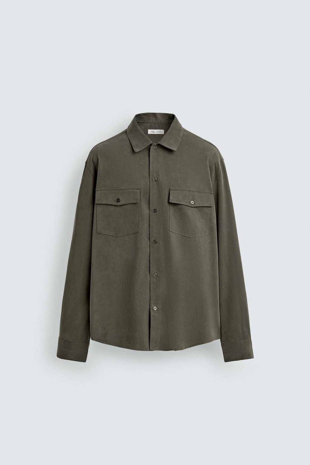 CAMISA FLUIDA RELAXED FIT BOLSILLOS / Khaki oscuro - Zara фото 6