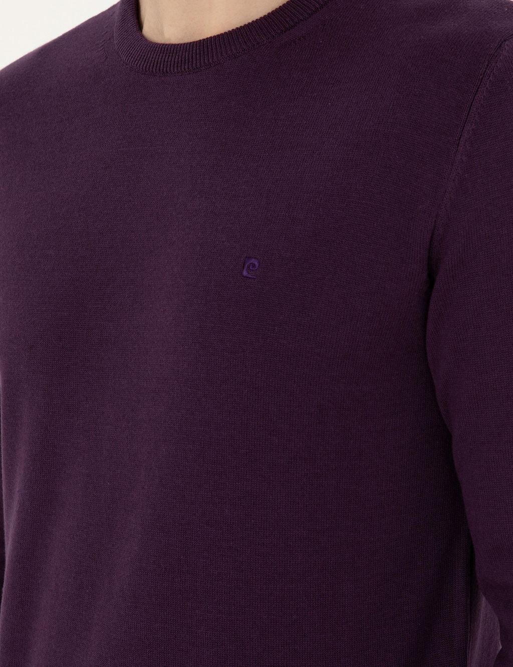 Mor Slim Fit Bisiklet Yaka Basic Triko Kazak - Pierre cardin фото 7