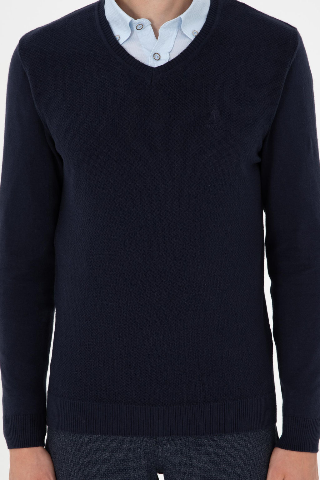 Мужской темно-синий базовый свитер Неожиданная скидка в корзине - U.s. polo assn фото 6