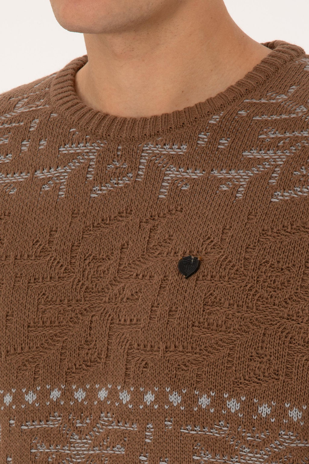 Erkek Comfort Fit Bisiklet Yaka Kahverengi Kazak - U.s. polo assn фото 7