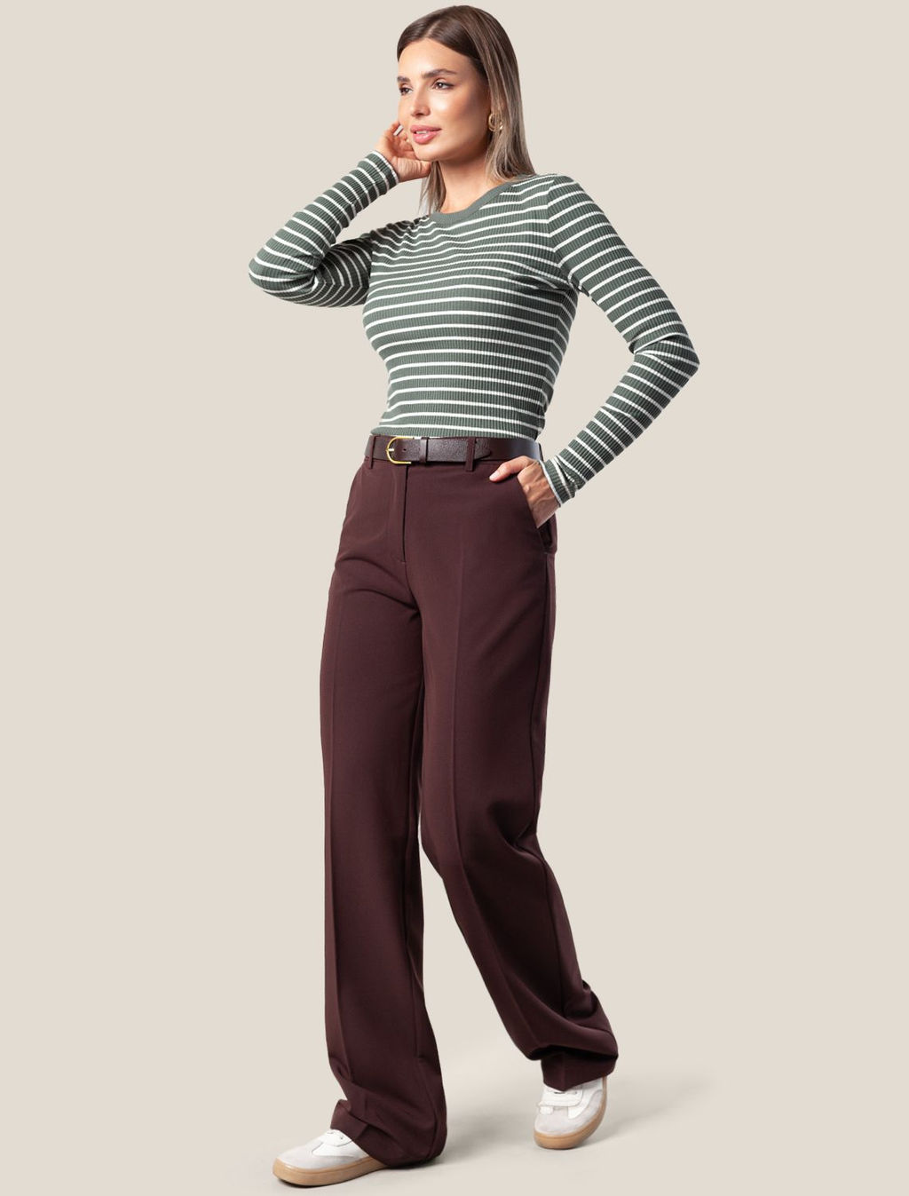 D49.984 Футболка женская оливковый-белый