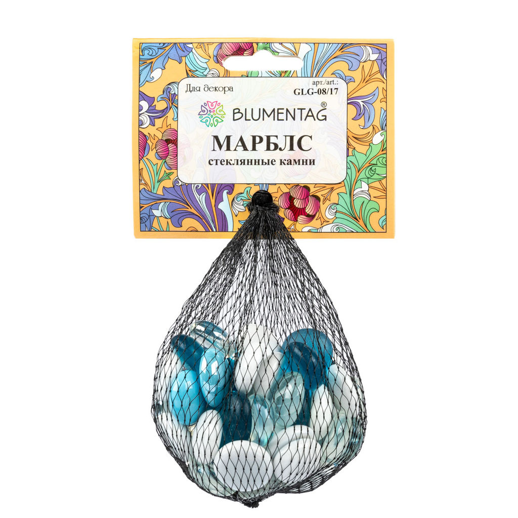 Blumentag GLG-08/17 МАРБЛС камни стеклянные 17 - 19 мм 6 х 340 г  10 г №05 ассорти  фото 4