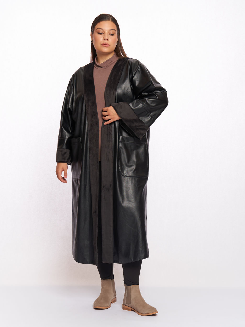 Плащ кожаный TKA05221BLK01