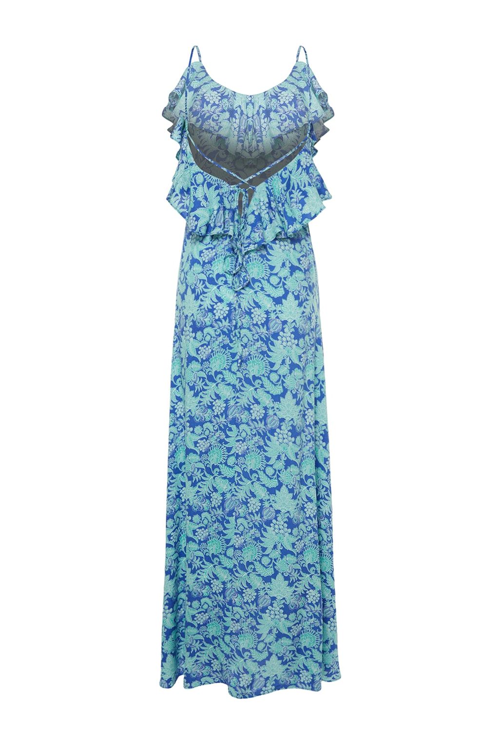 TRENDYOLMILLA Siyah Maxi Dokuma Volanl? Plaj Elbisesi TBESS19WY0004 фото 21