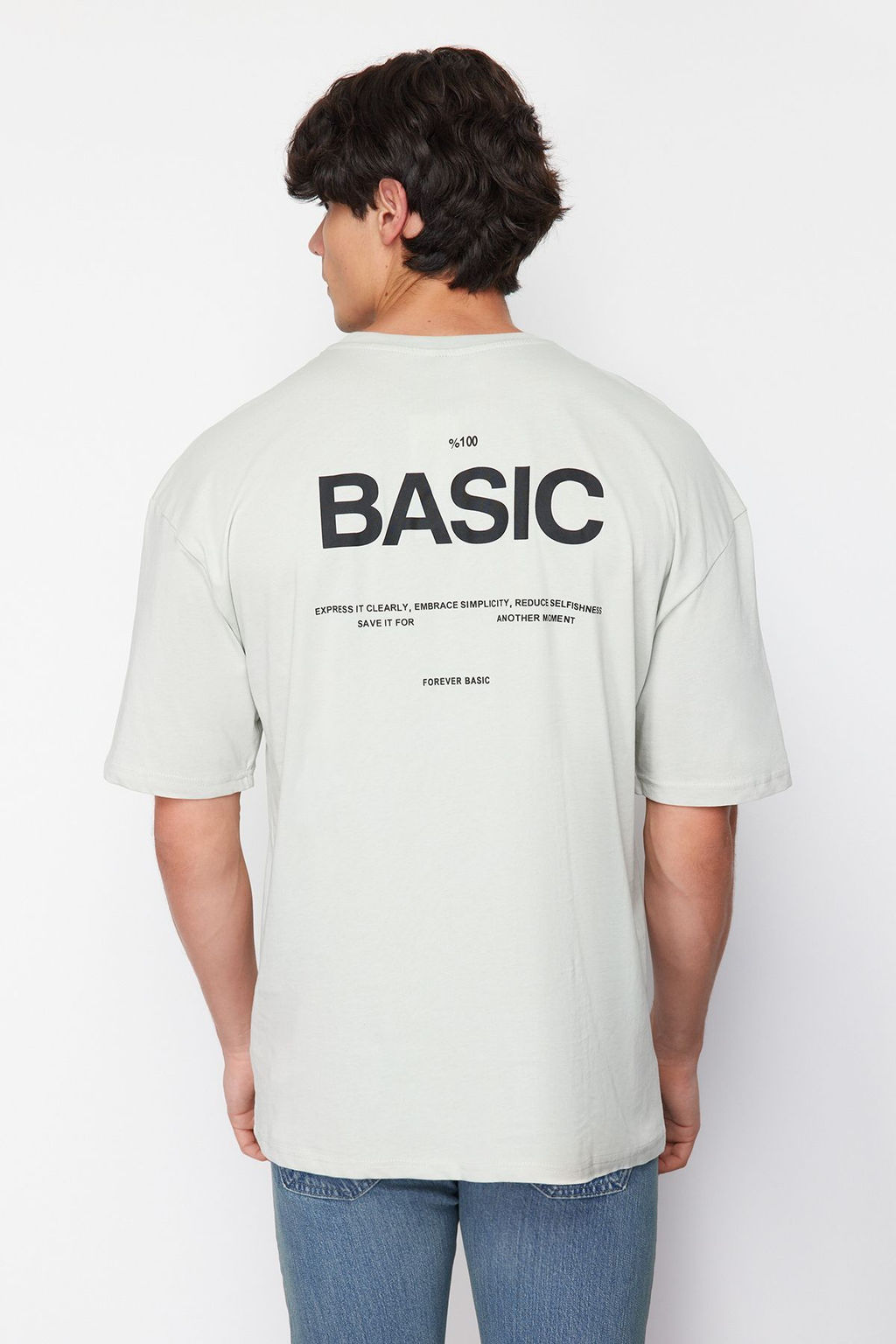 TRENDYOL MAN Gri Oversize Bisiklet Yaka Slogan Orme T-Shirt TMNSS23TS00263 - Trendyolmilla фото 25