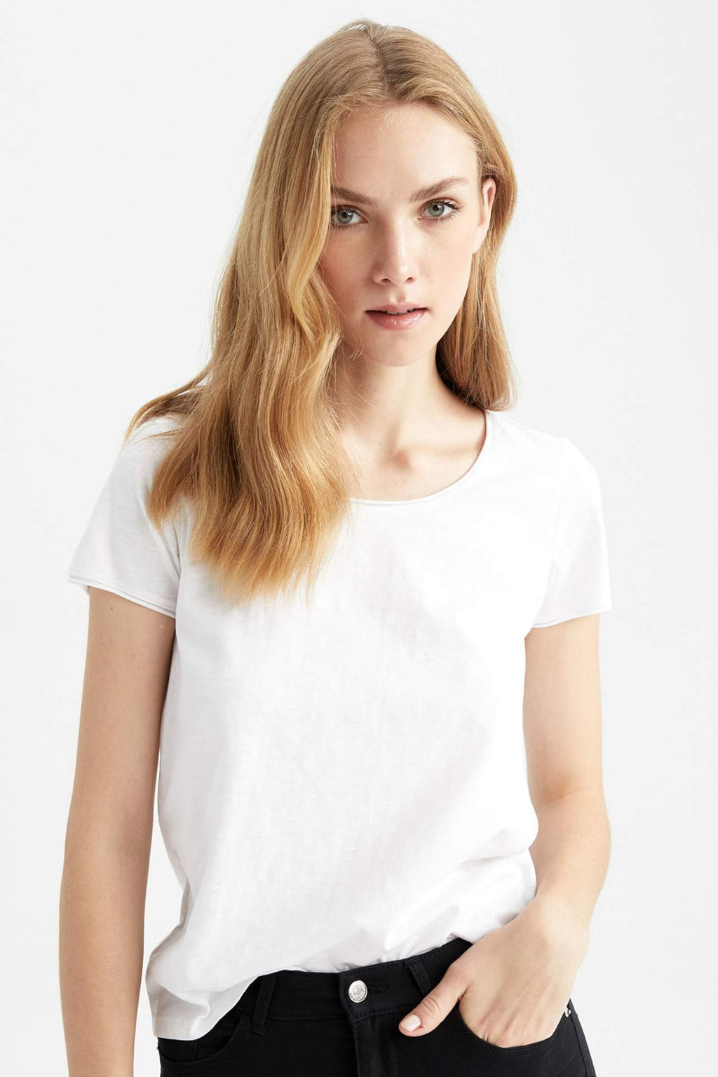 Regular Fit Bisiklet Yaka Basic K?sa Kollu Tisort - Defacto фото 5