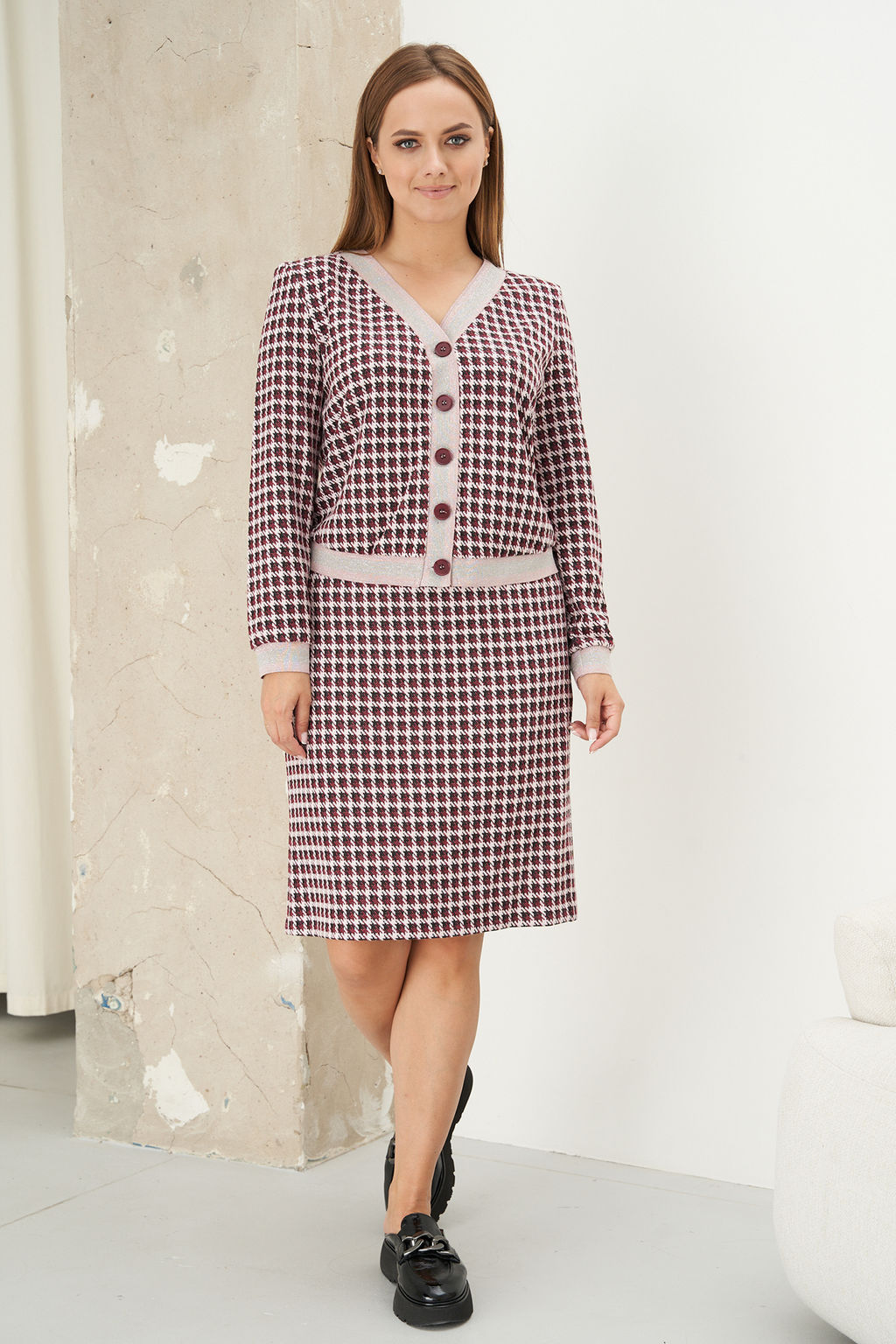 Костюм юбочный 4329 розово-бордовый - Fantazia mod фото 3