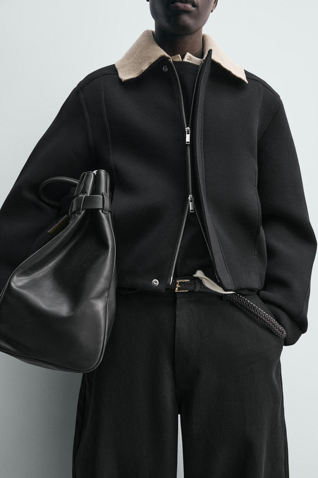 NEOPRENE-EFFECT JACKET WITH CONTRAST COLLAR - Zara фото 6