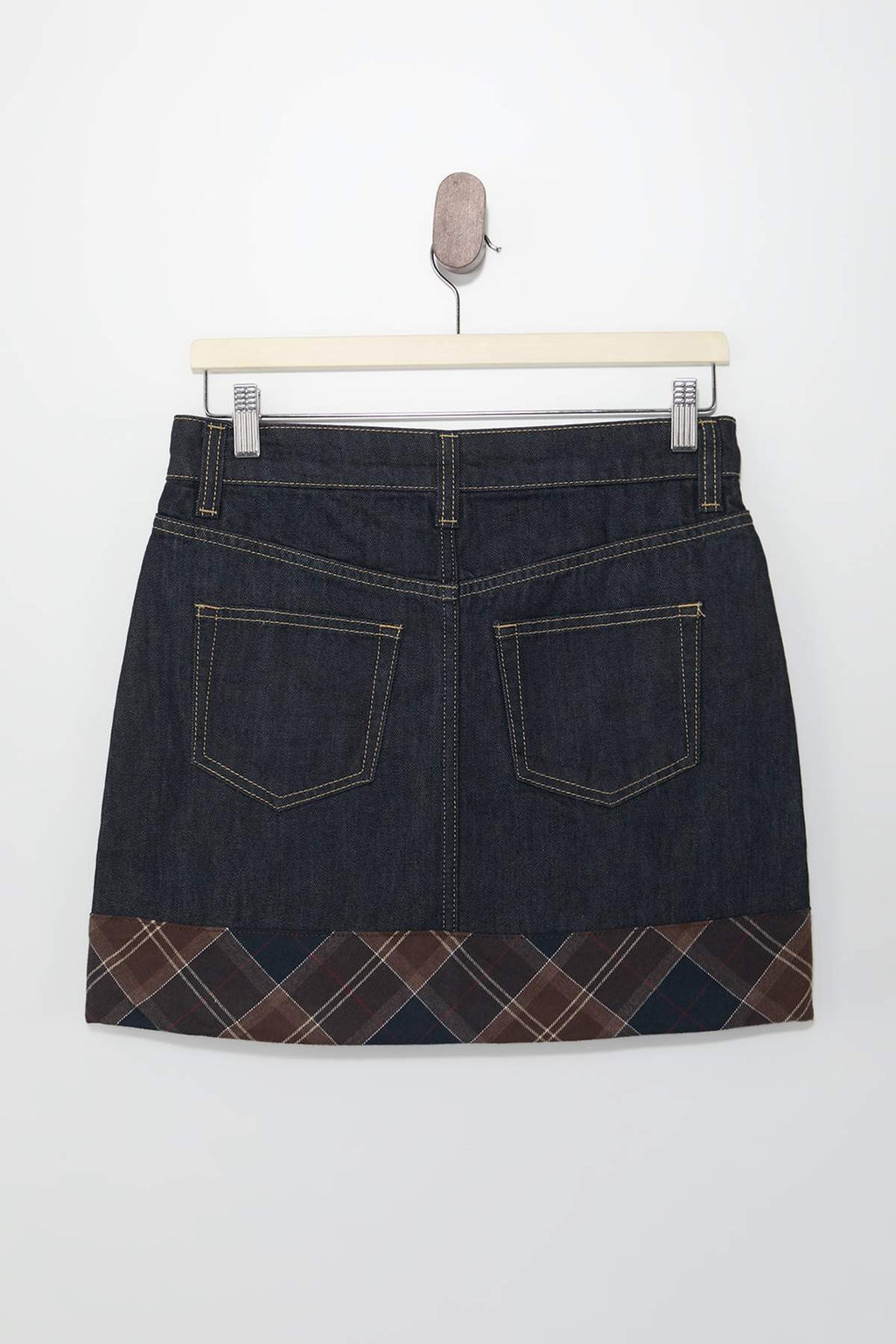 Koyu Mavi Ekose Detayl? Mini Denim Etek TWOSS26ET00067 - Trendyolmilla фото 2