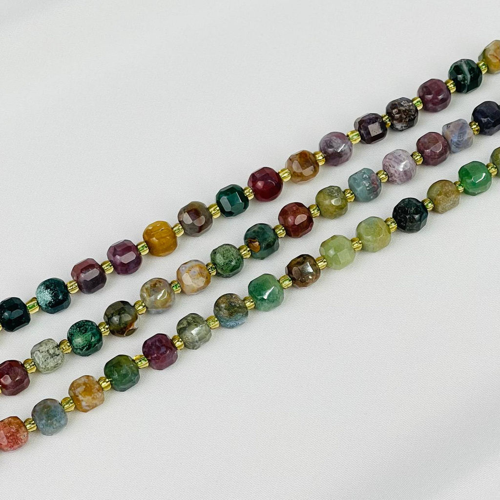 Бусины для украшений из Мохового агата (40 бусин) 37 см