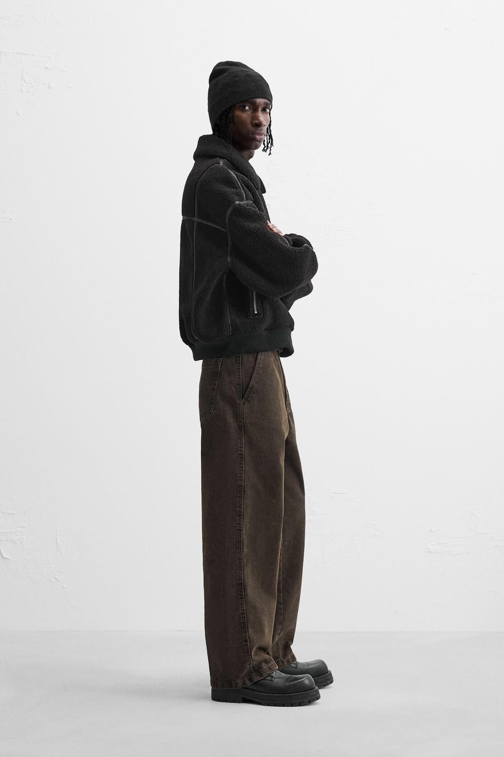 CONTRAST FAUX SHEARLING JACKET - Zara фото 4