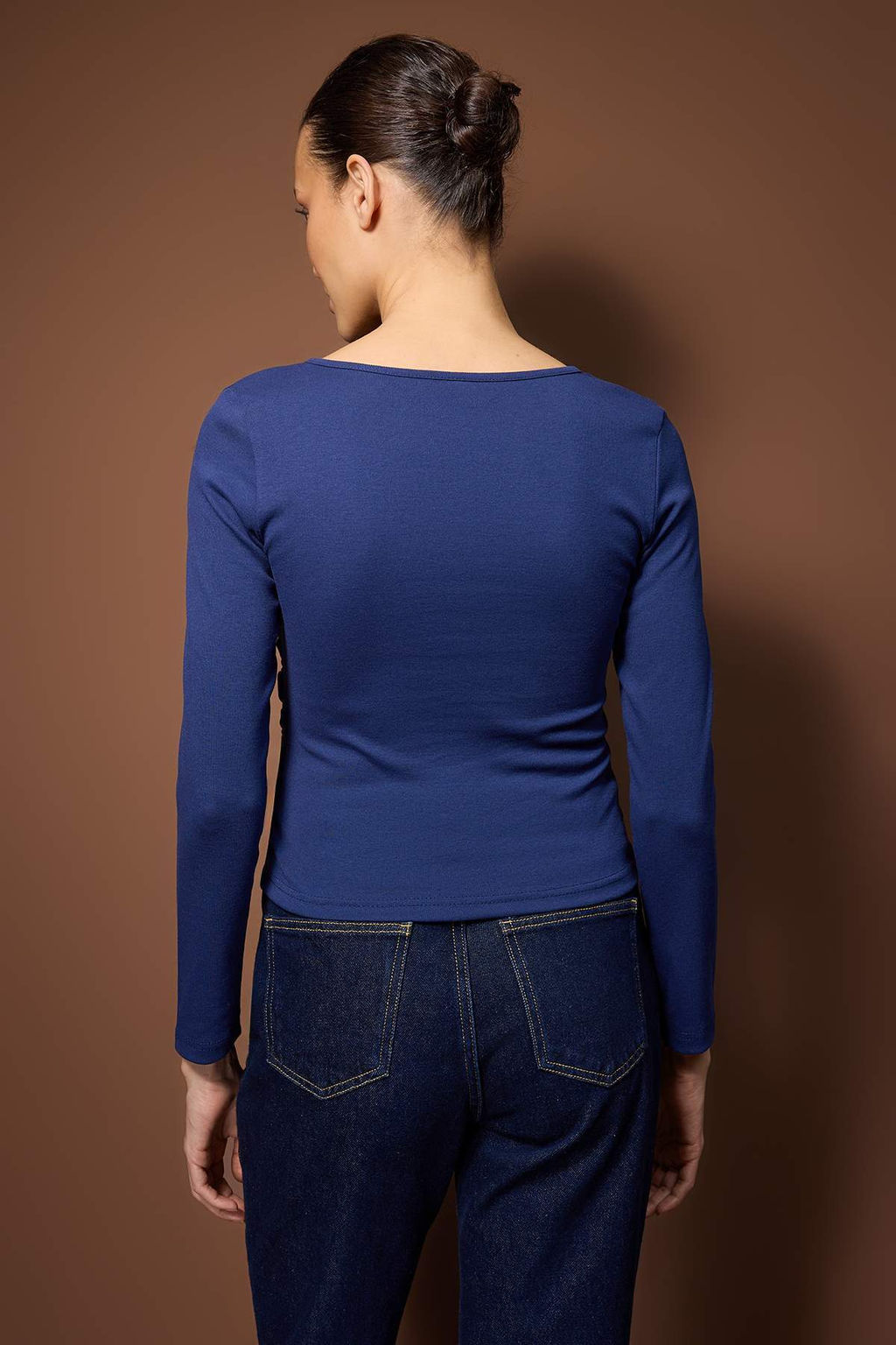 Gri Melanj Fitted/Vucuda Oturan Yar?m Fermuarl? Cift Katl? Orme Bluz TWOAW26BZ00031 - Trendyolmilla фото 20