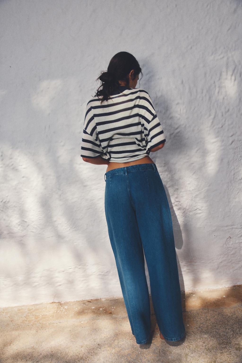 Z1975 WIDE-LEG MID-WAIST PLEATED JEANS - Zara фото 11