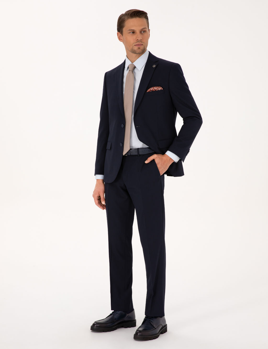 Lacivert Slim Fit Tak_m Elbise