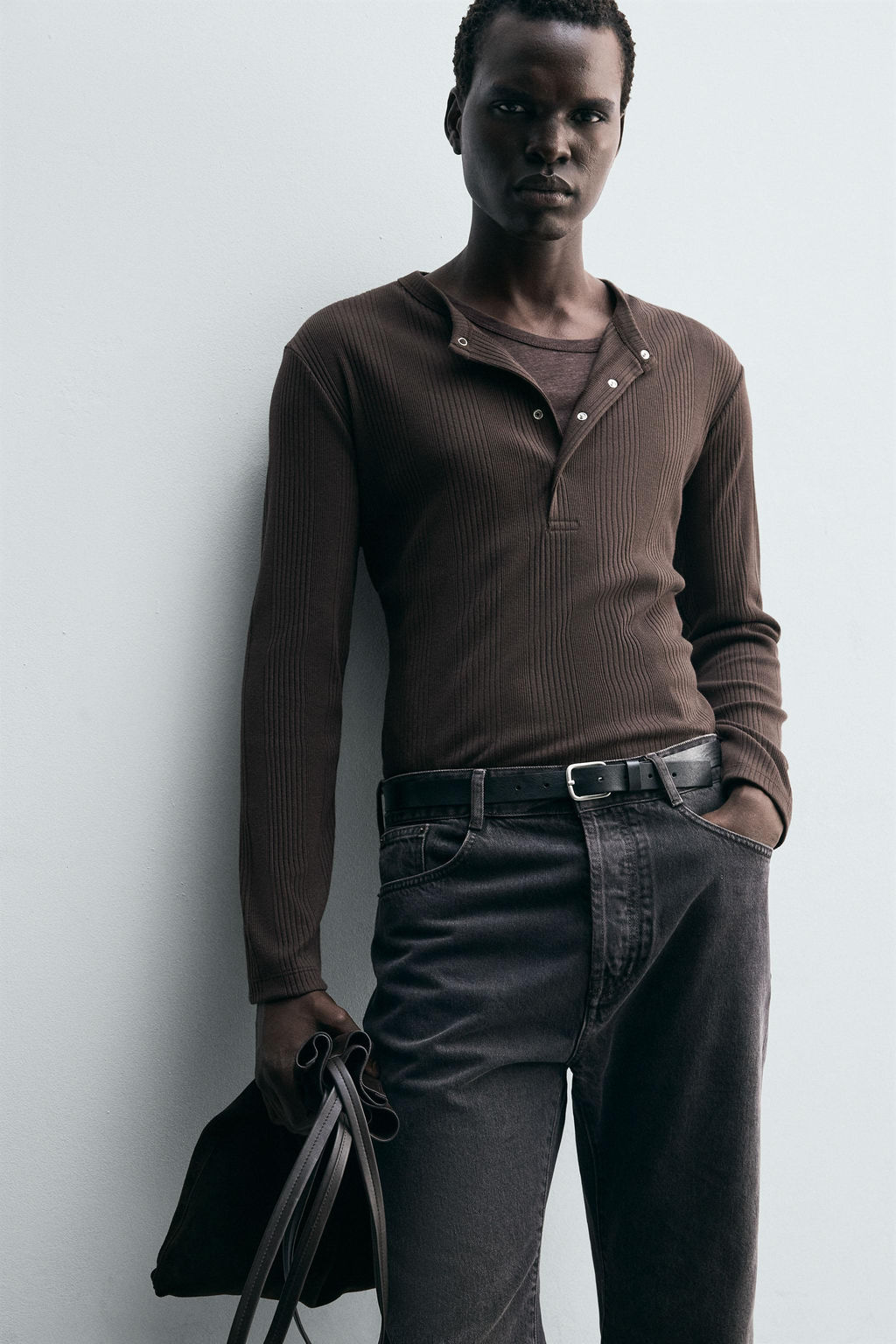 STRUCTURED GRANDAD COLLAR T-SHIRT - Zara фото 5