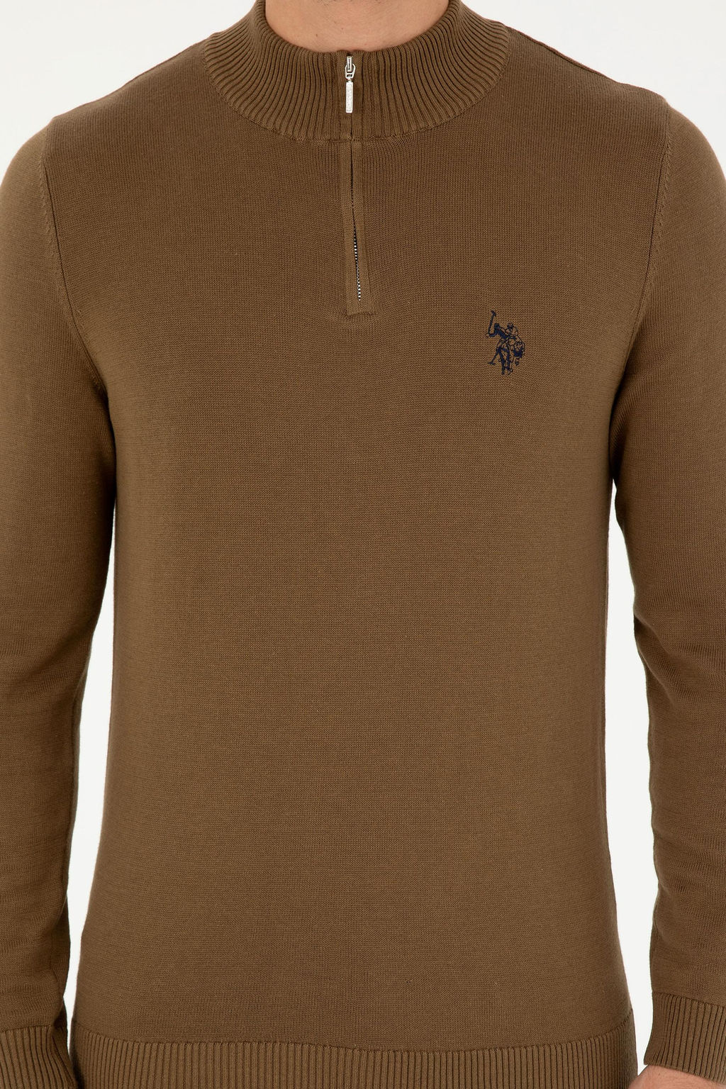 Мужской базовый свитер цвета хаки - U.s. polo assn фото 6