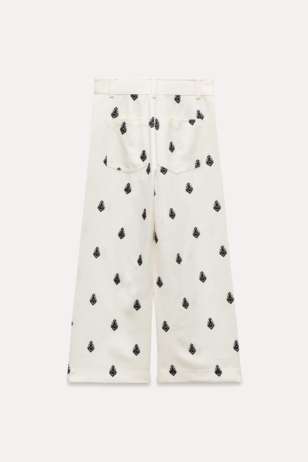 ZW COLLECTION CONTRAST EMBROIDERY CULOTTE TROUSERS - Zara фото 18