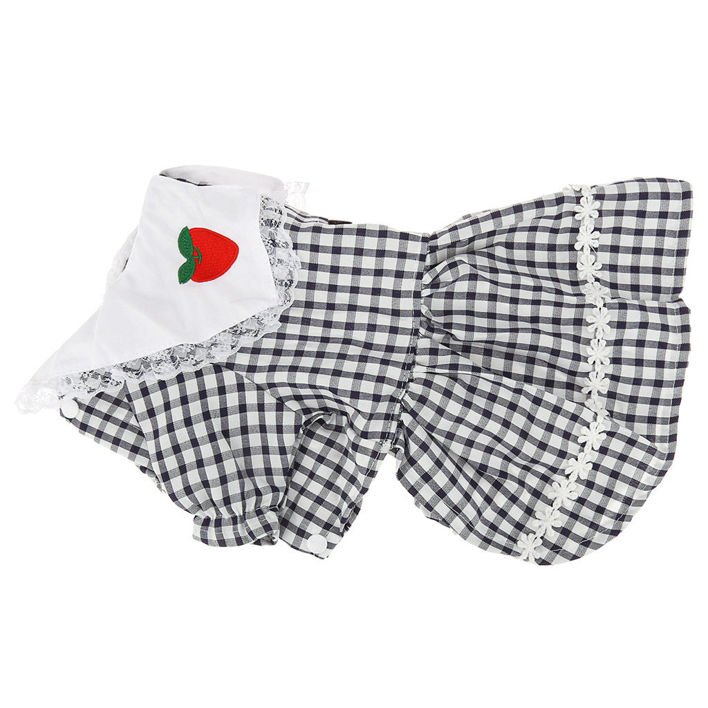 Пэт тойс (Pet toys) Одежда для собаки Платье с вышивкой, с кружевом, на кнопках р-р L, длина спинки 30см/обхват груди 38см/обхват шеи 30см, цвет-синий, 100% полиэстер (Китай) фото 7