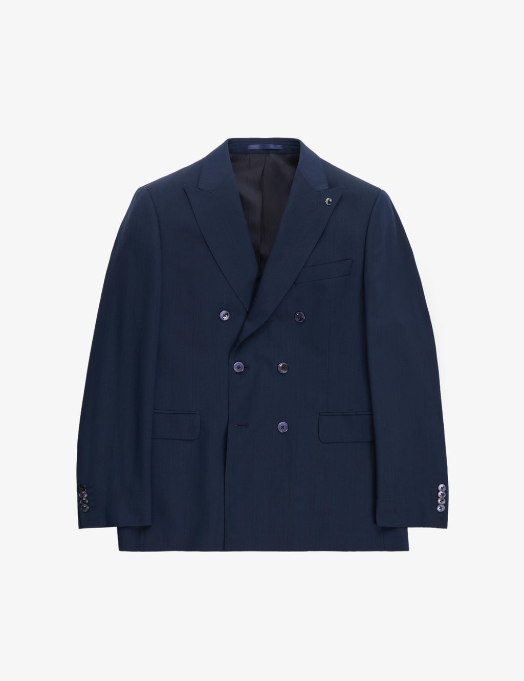 Lacivert Slim Fit Y_n _pek Kar___ml_ K_rlang__ Yaka Kruvaze Tak_m Elbise