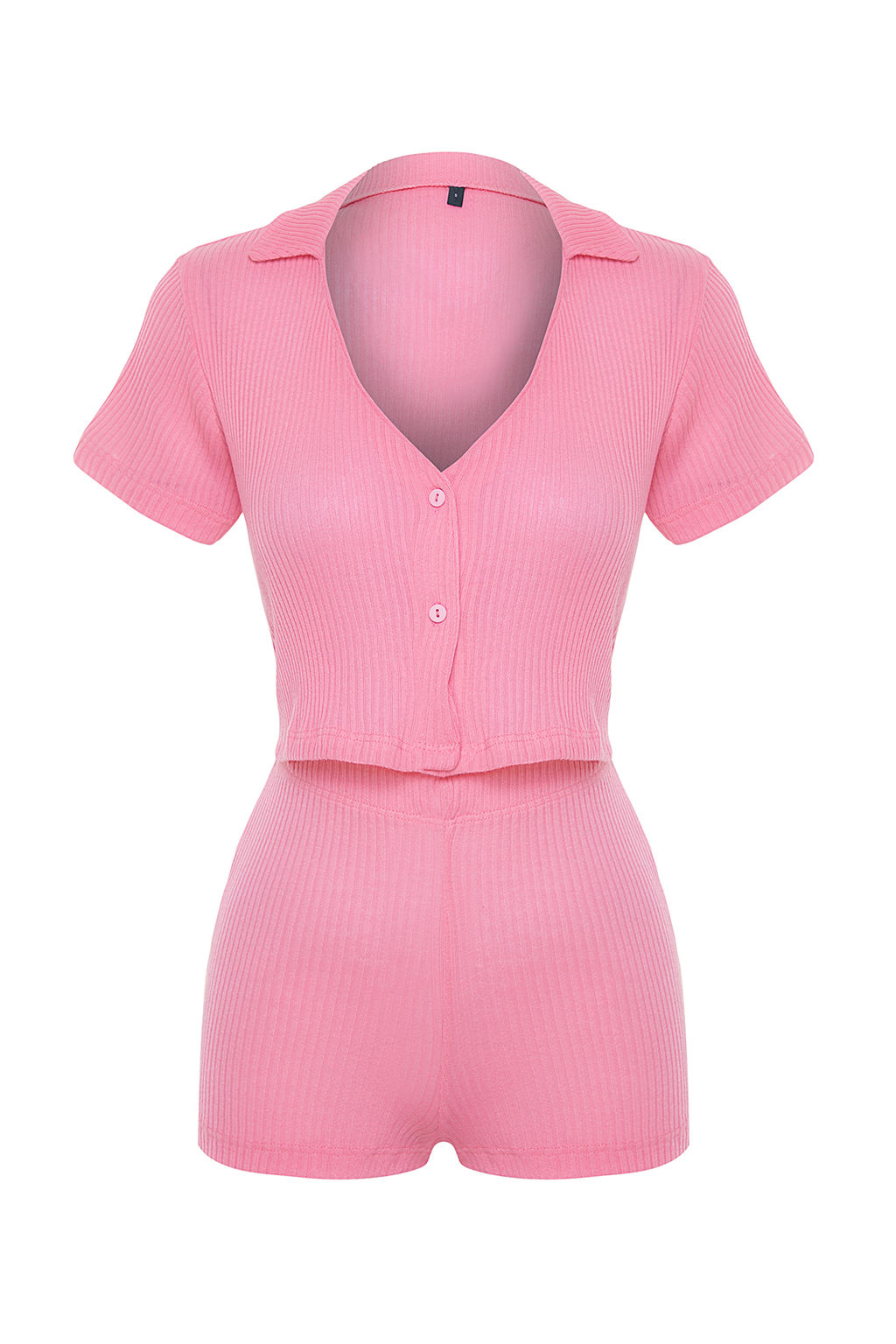 Trendyolmilla Lila Fitilli Crop Sortlu Orme Pijama Tak?m? THMSS22PT0308  фото 7