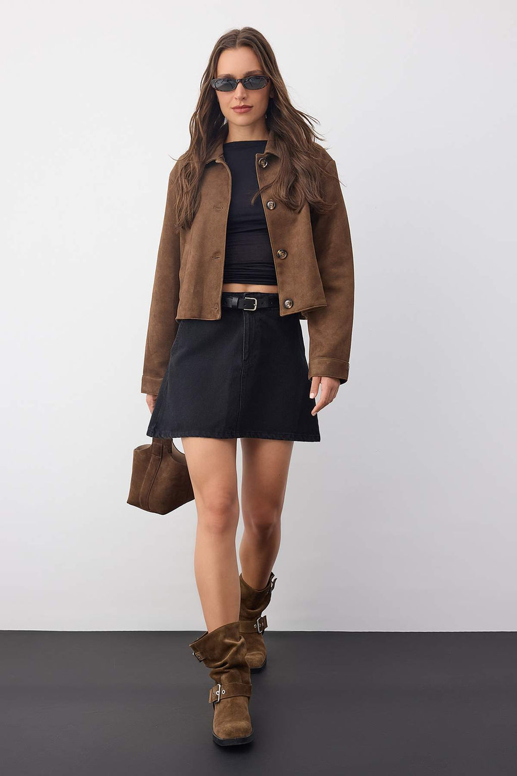 Trendyolmilla Wardrobe Essentials Siyah More Sustainable Kemer Detayl? Denim Etek TWOAW26ET00027 фото 5