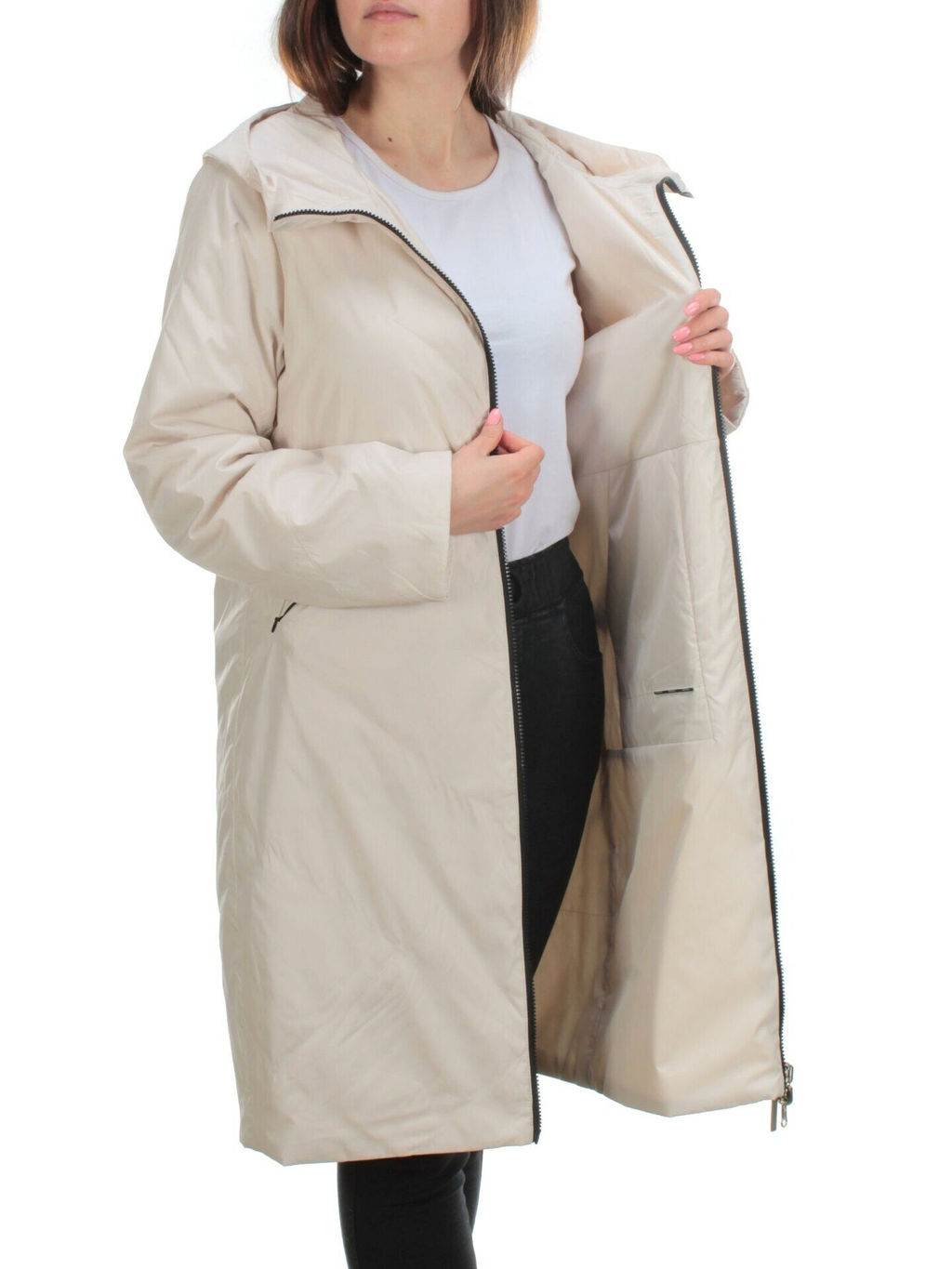 22098 MILK Куртка демисезонная двухсторонняя женская (80 гр. синтепон) - Фабричный китай фото 6