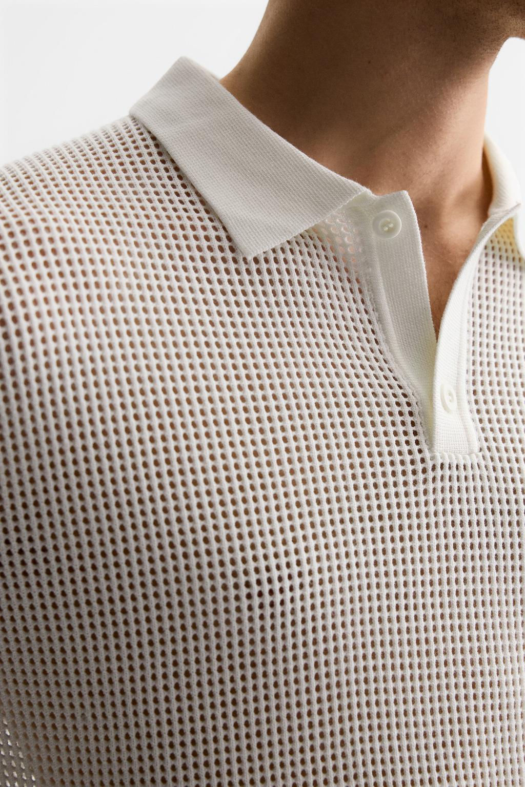 OPENWORK TEXTURED POLO SHIRT - Zara фото 5