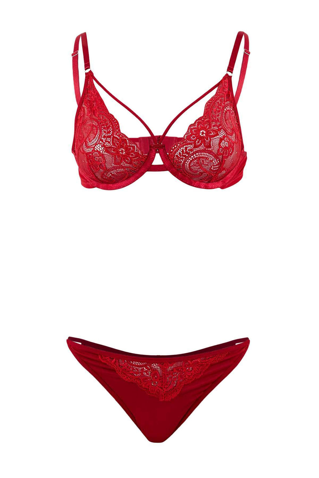 K?rm?z? Dantel Biye Detayl? Kaps?z Ic Camas?r? Tak?m? THMSS26CC00005 - Trendyolmilla фото 2