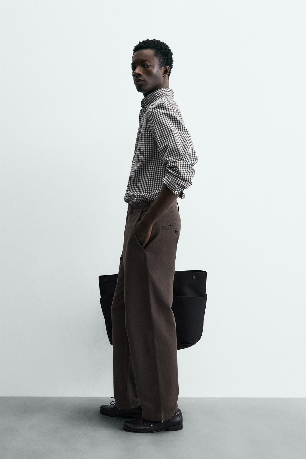 CAMISA REGULAR FIT ALGOD?N / Marr?n / Crudo - Zara фото 4