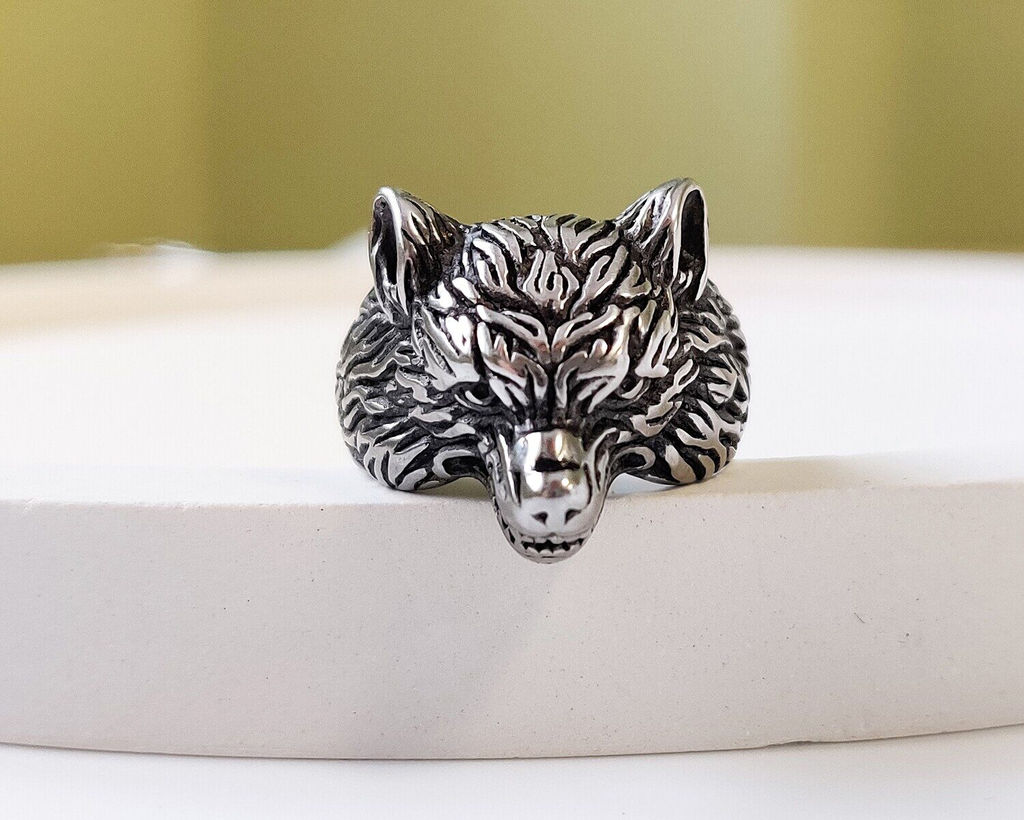 Мужское кольцо из стали Медведь