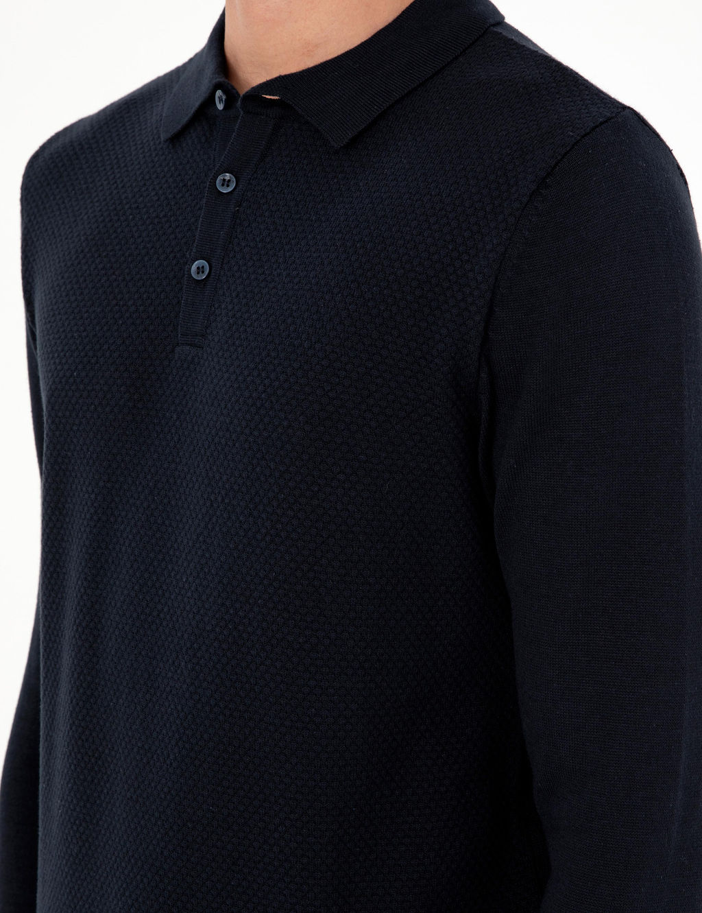 Lacivert Slim Fit D__meli Polo Yaka Triko Kazak