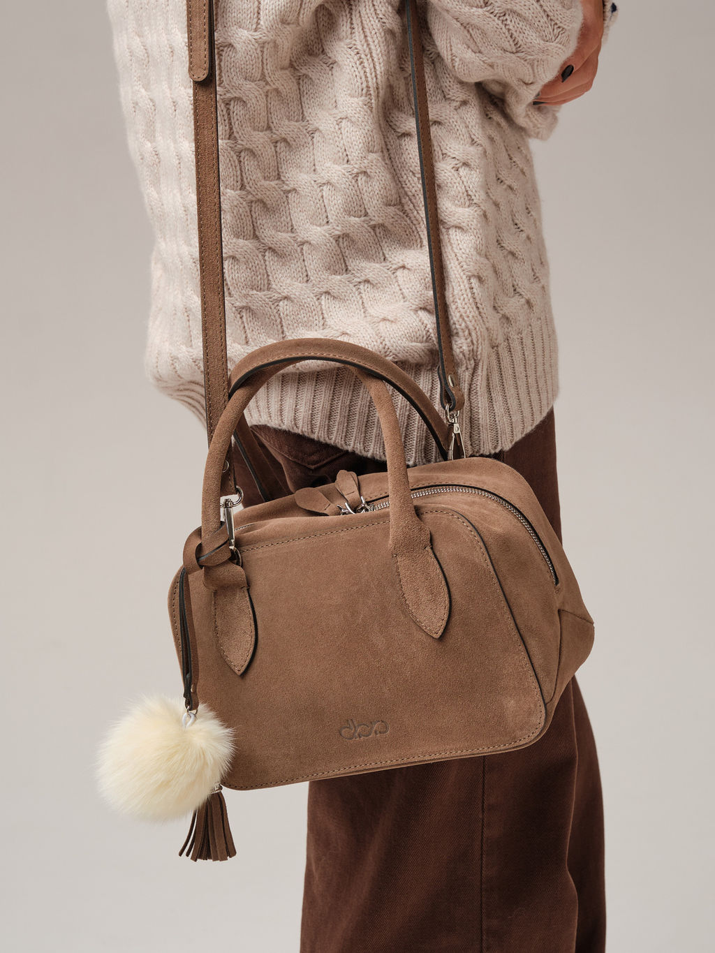 Замшевая сумка Polly DBR 31348 серо-коричневый  фото 5
