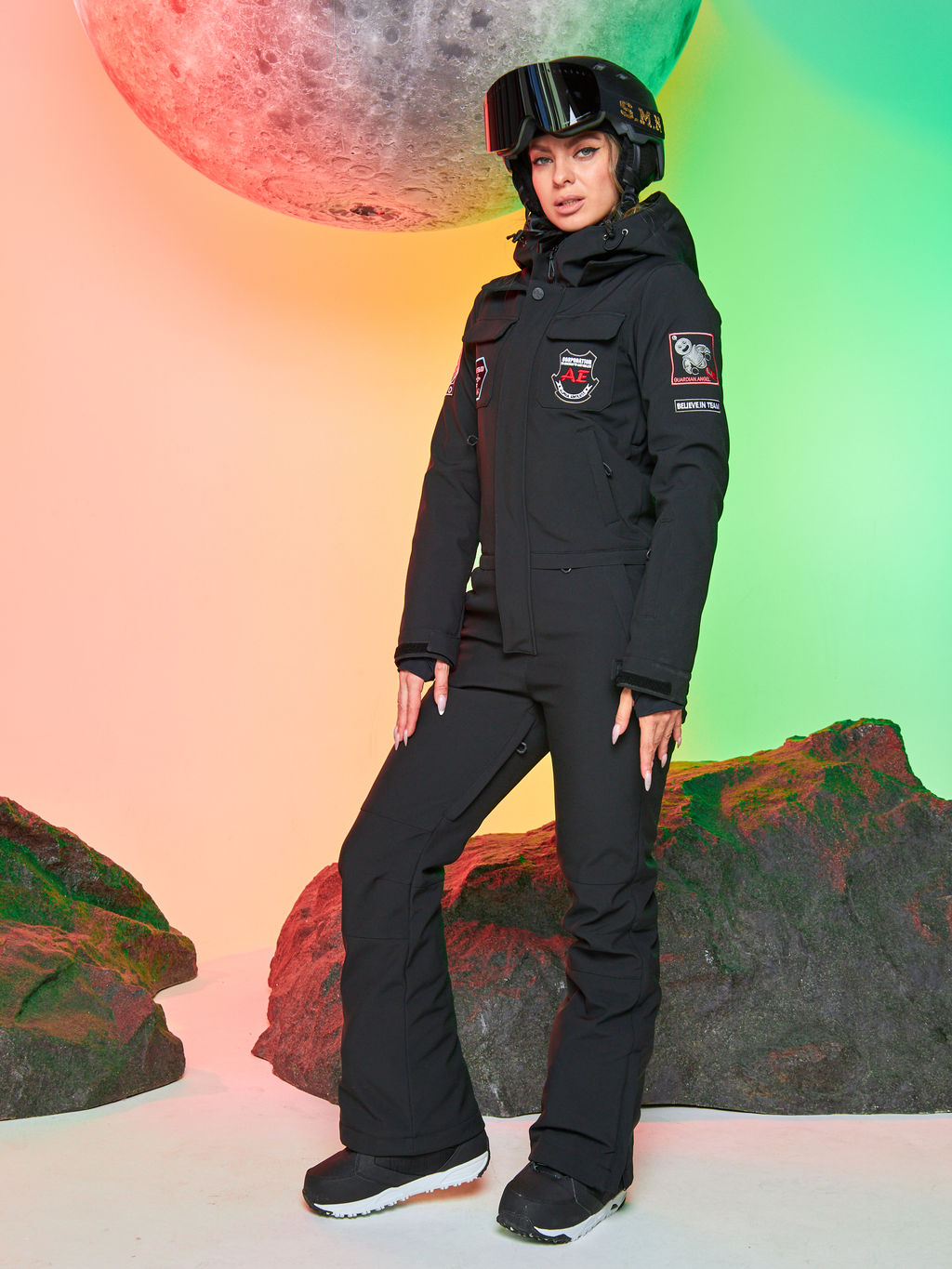 Женский сноубордический горнолыжный комбинезон Alpha Endless Aeternitas 223/2305 BLK - Черный  фото 15