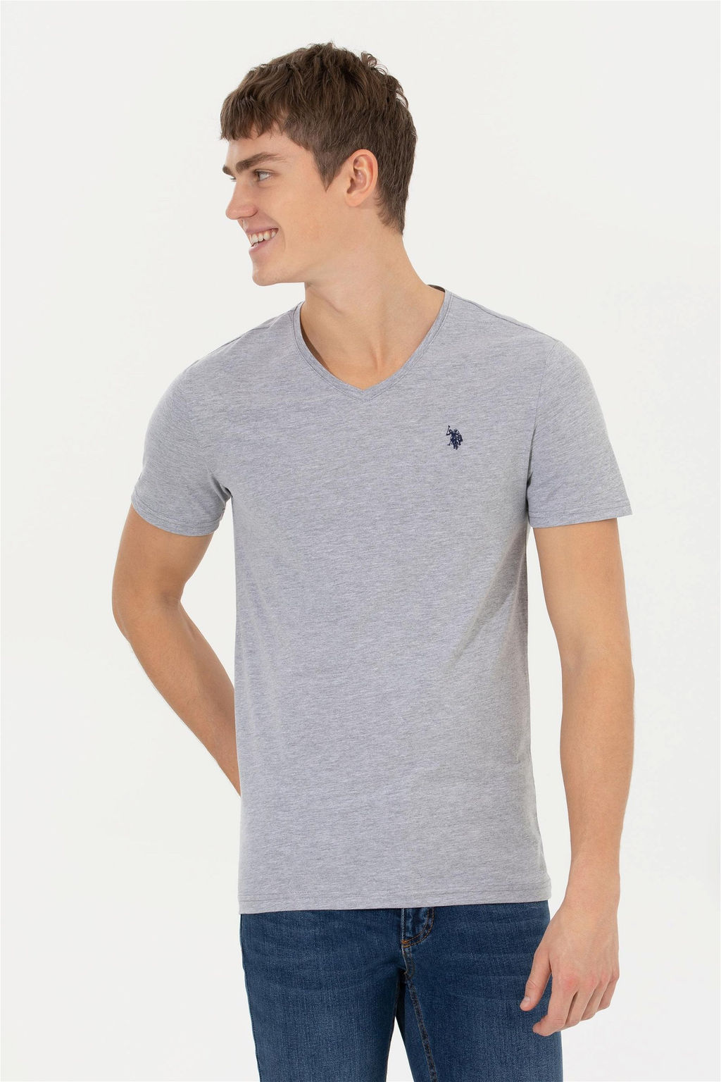 Мужская серая меланжевая базовая футболка Неожиданная скидка в корзине