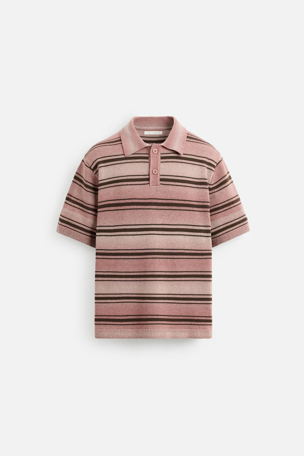 STRIPED WASHED KNIT POLO SHIRT - Zara фото 7