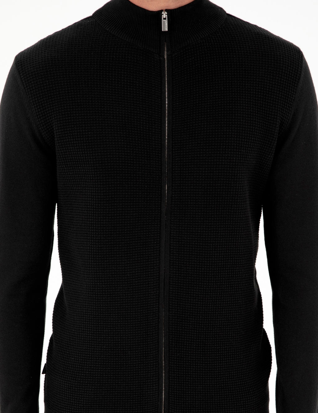 Siyah Slim Fit Fermuarl_ Triko H_rka