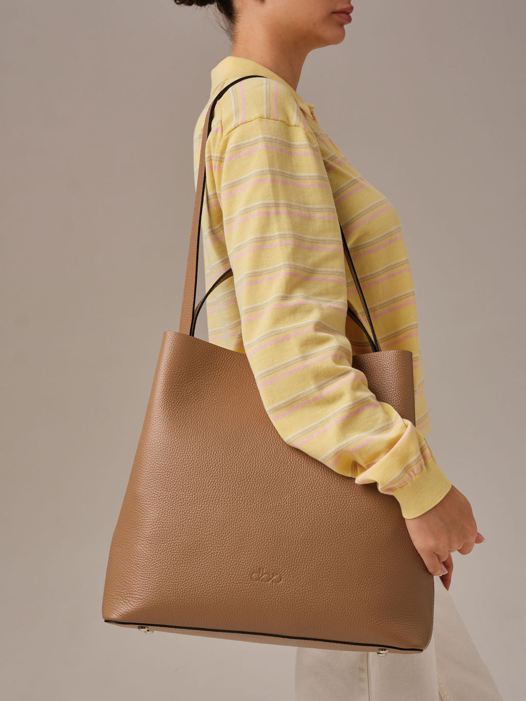 Кожаная сумка шоппер Olga DBR 30948 коричневый капучино фото 5