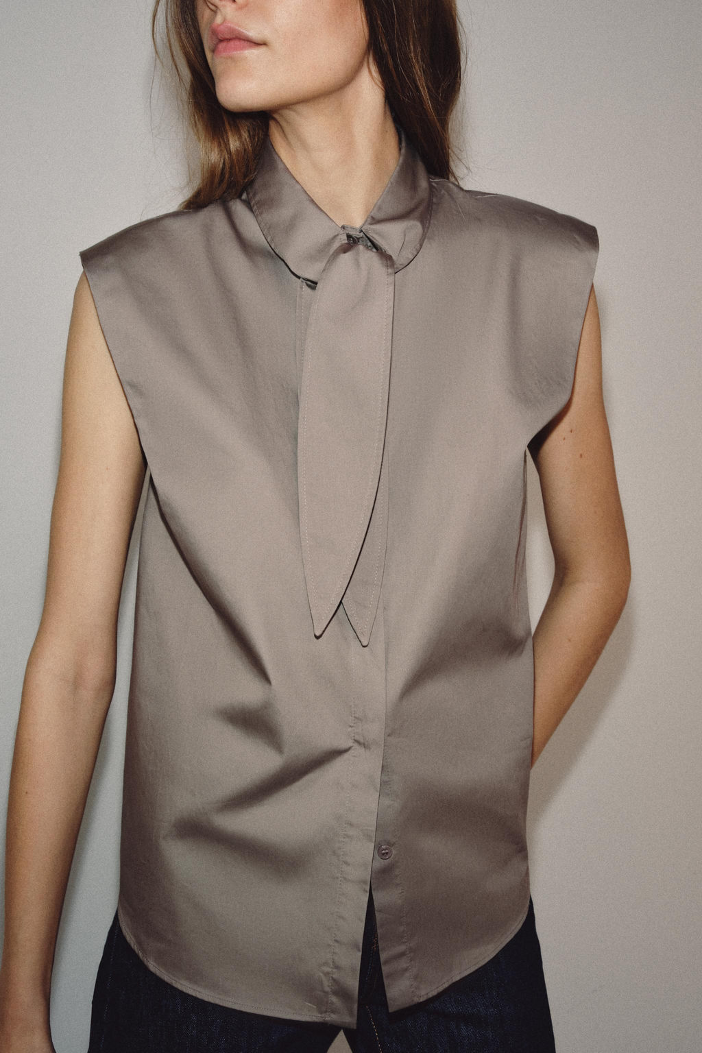 CAMISA RAYAS LAZADAS ZW COLLECTION / Gris - Zara фото 6