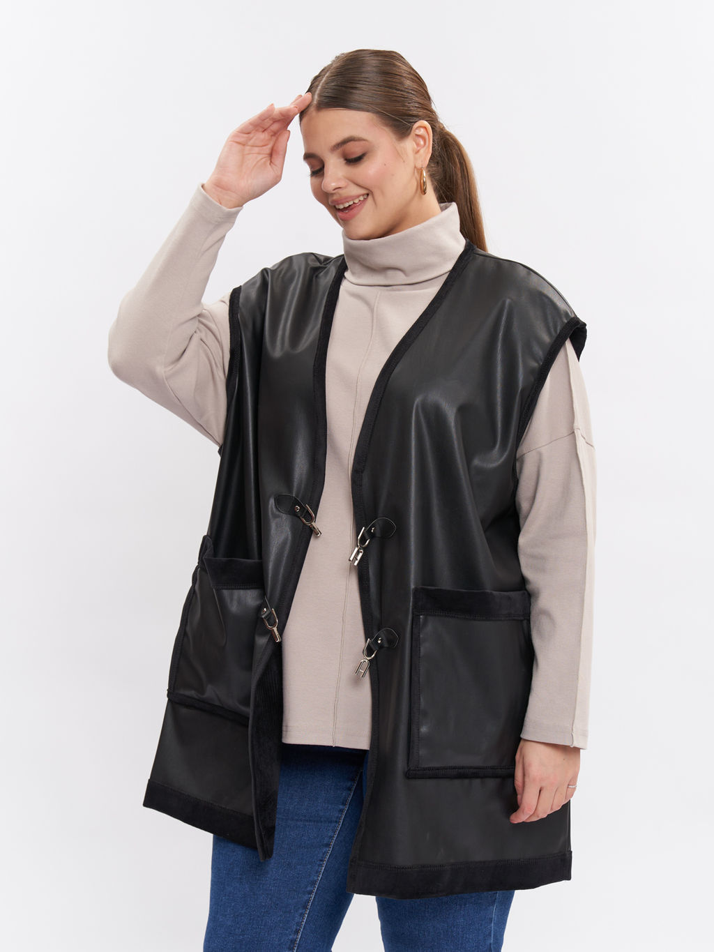 Жилет кожаный на меху GL05021BLK01 - Артесса фото 7