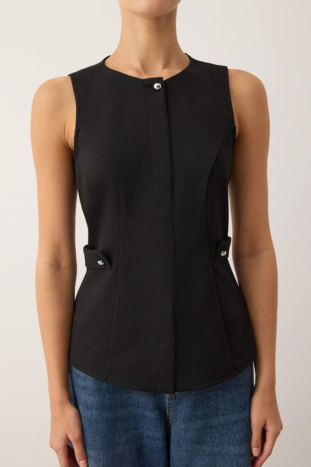 Siyah Inci Akseusar Detayl? Cepli Orme Fitted Yelek TWOAW26YE00060 - Trendyolmilla фото 3