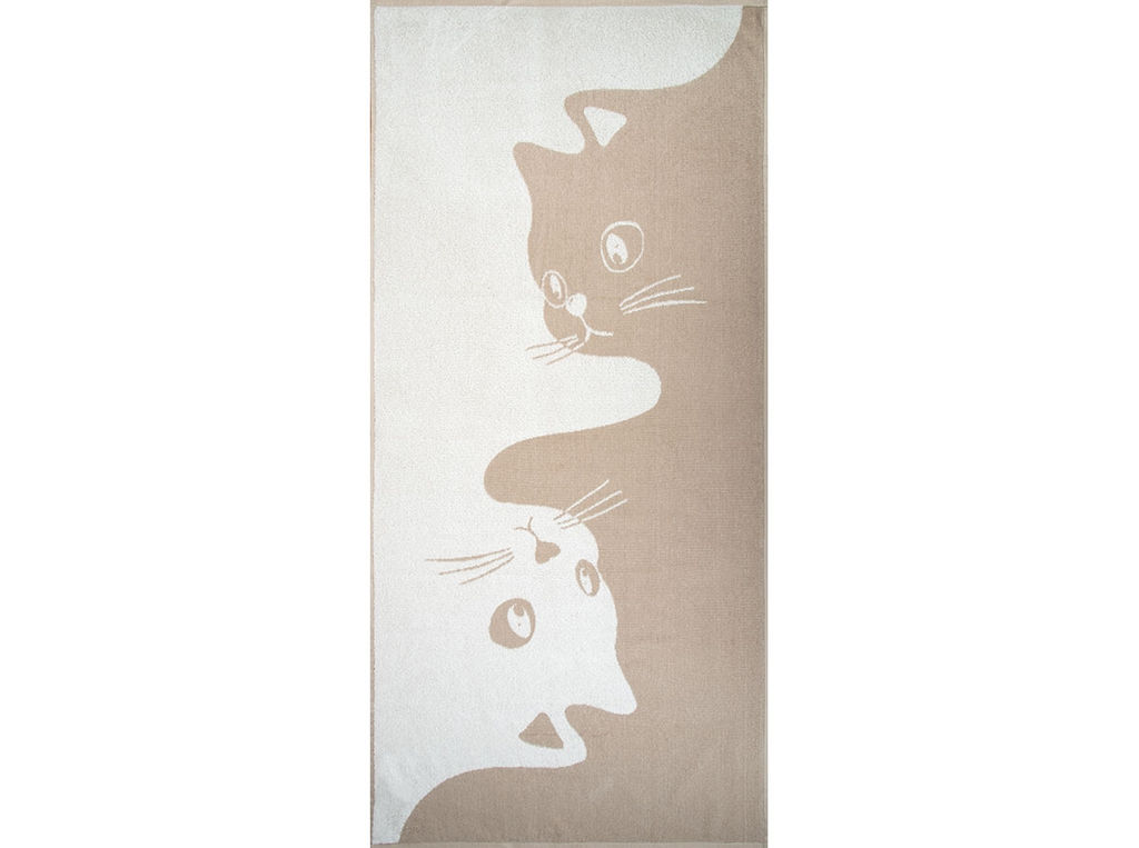 Полотенце махровое 6с102.511ж2 Инь-ян-коты(лен3) 67х150см