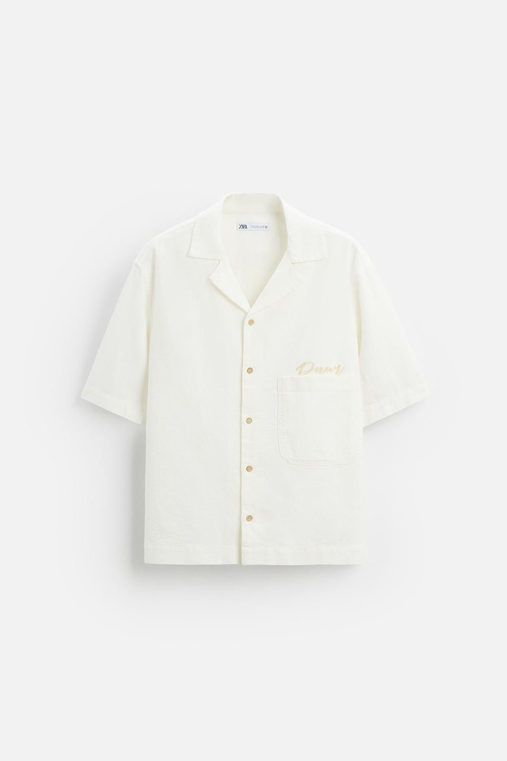 EMBROIDERED TEXTURED WEAVE SHIRT - Zara фото 14