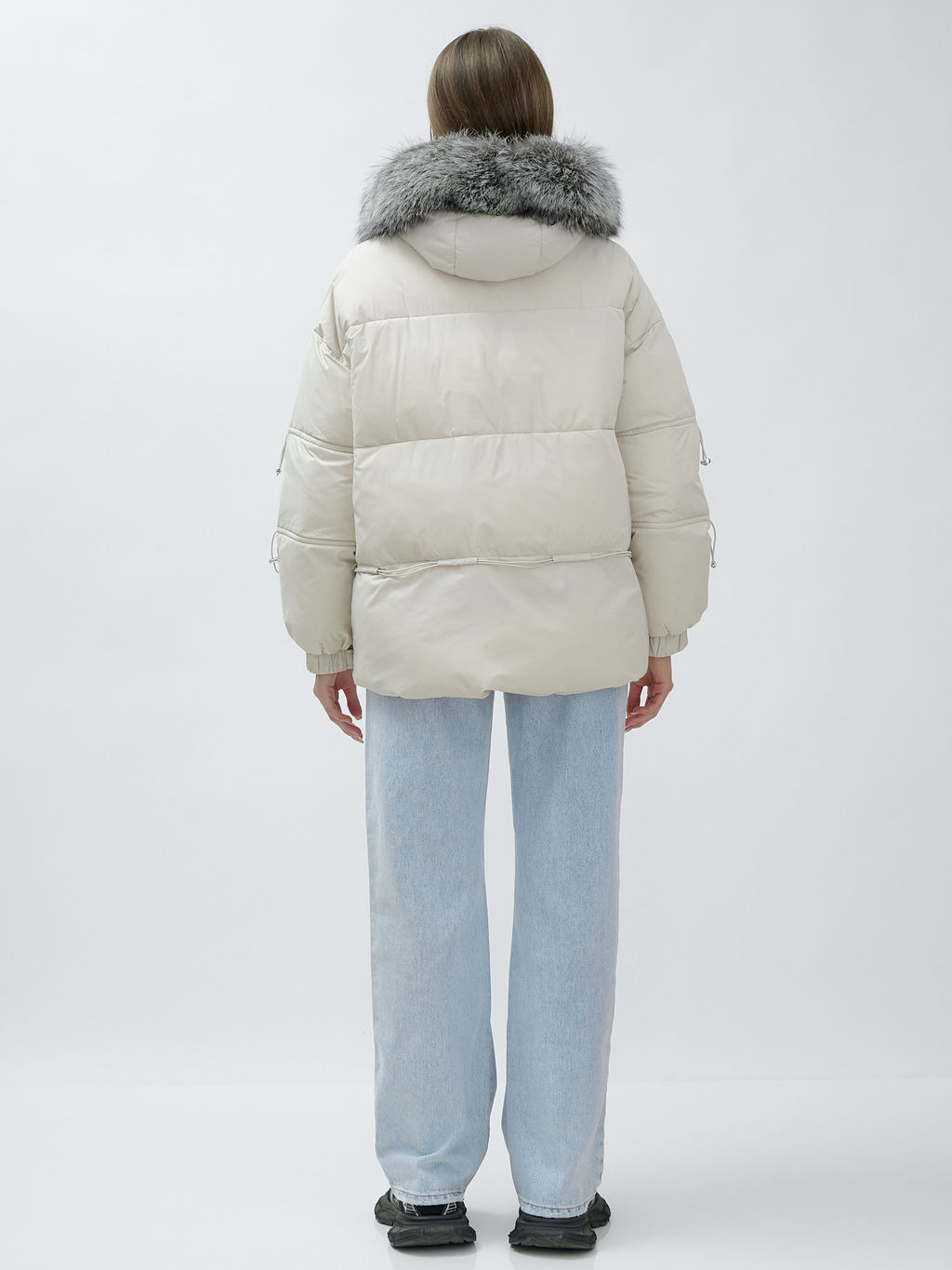 с чернобуркой ПРЕМИУМ класса Полупальто куртка зимняя коричневого цвета  бежевого цвета - Mtforce фото 20