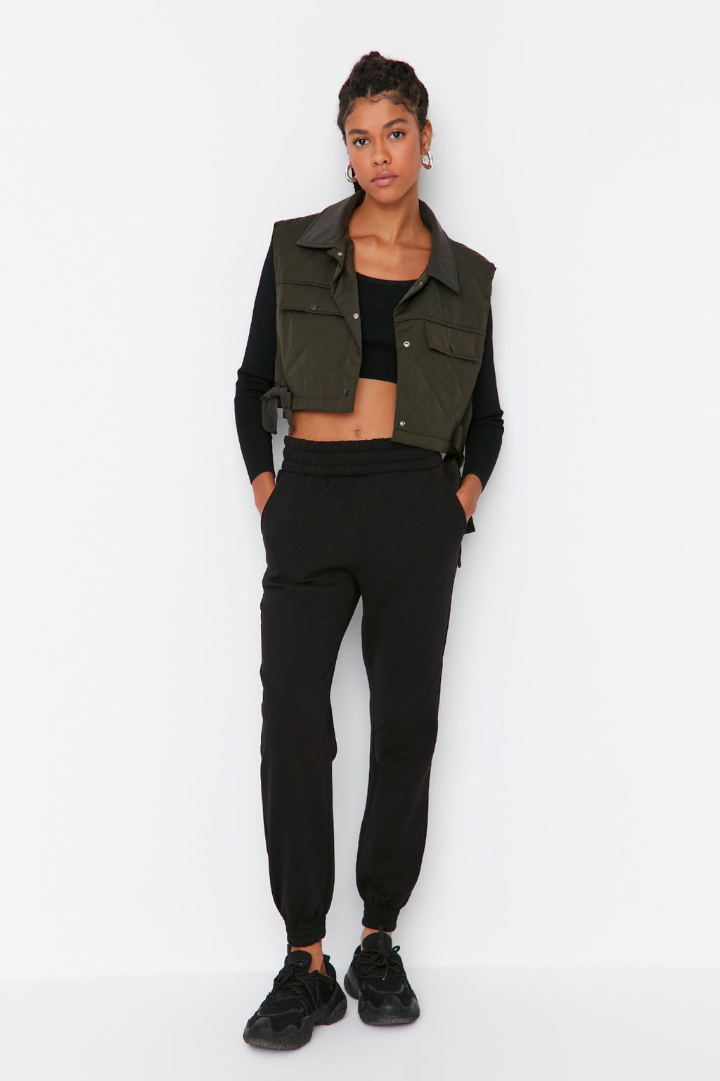 Siyah Basic Jogger Kal?n Ici Polarl? Orme Esofman Alt? Pantolon TWOAW21EA0010
