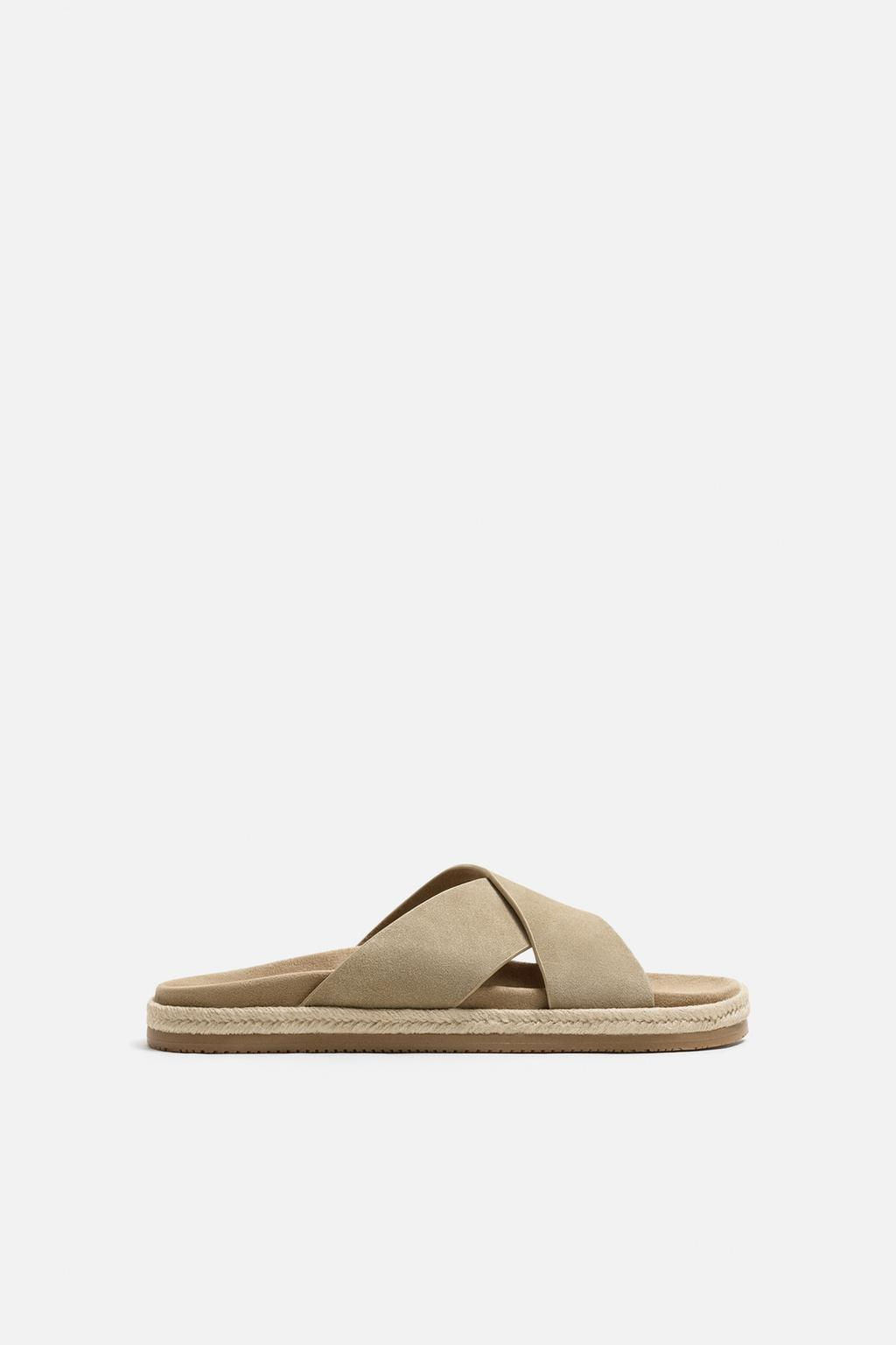 DOUBLE STRAP LEATHER SANDALS - Zara фото 3