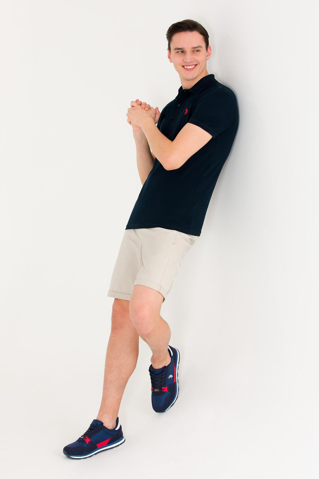 U. S. Polo Assn Мужская темно-синяя базовая футболка с воротником-поло - U.s. polo assn фото 5