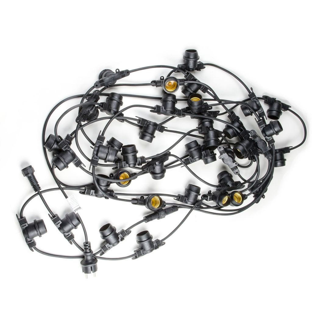 UDL-K120 200/E27/100M IP65 BLACK BELT-LIGHT Гирлянда Белт-лайт, 100 м + 1,5м сетевой шнур. 200 патронов E27, шаг 50см. Чёрная. TM Uniel.