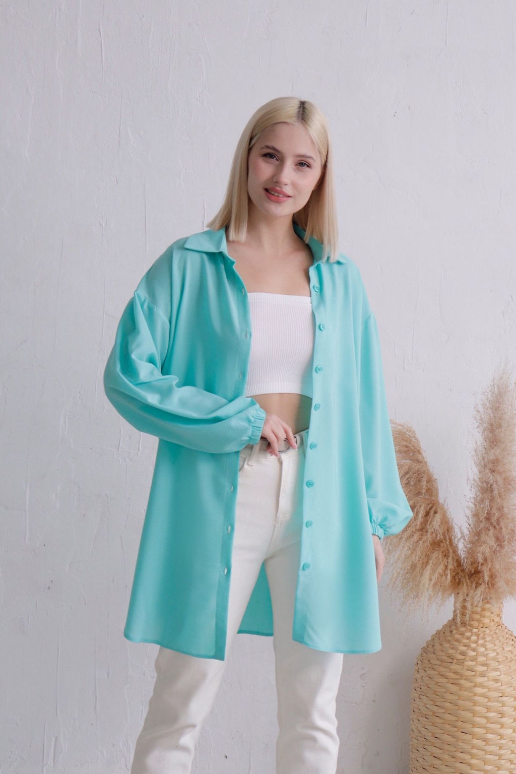 11715 Рубашка удлинённая тиффани - Martichelli фото 2