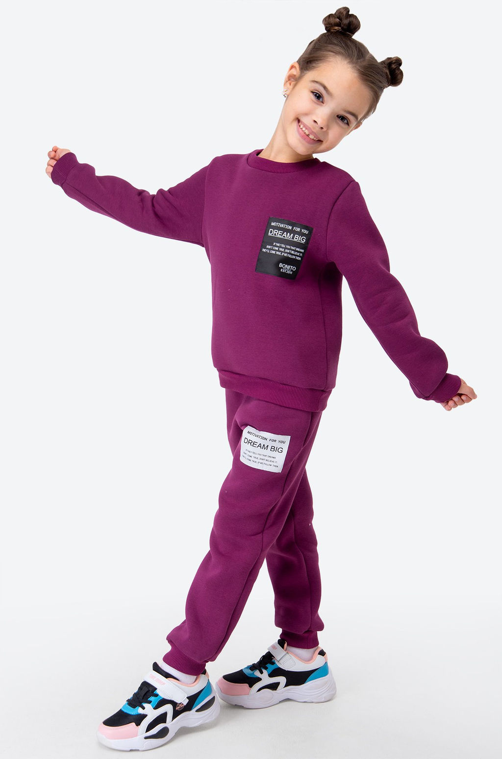 Теплый костюм для девочки из футера с начесом Bonito  фото 10